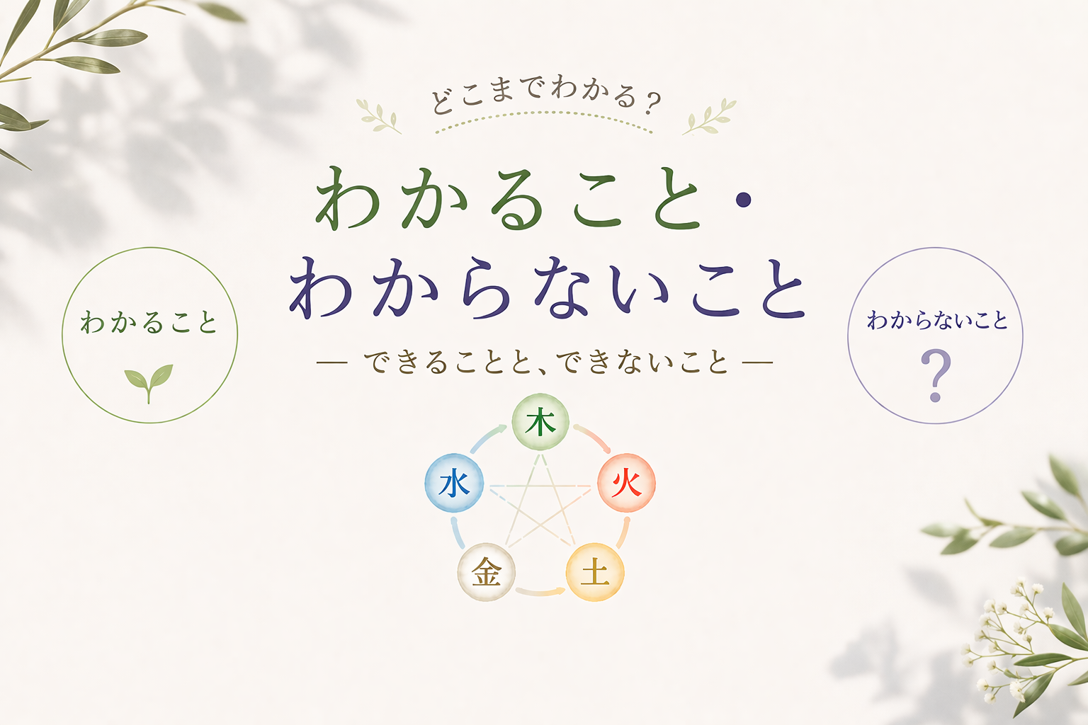 四柱推命で見えることと見えないことを表現した五行のやさしいイラスト